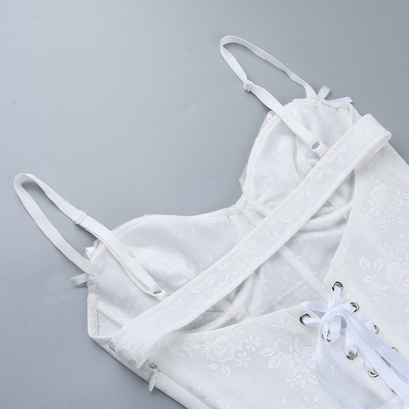Strap Dress with Lace and Ruffle Design A-Line Dress