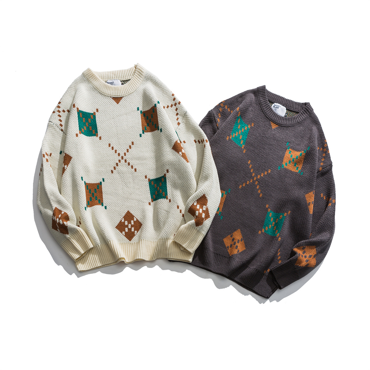 Japanese Workwear Color Block Oversized Sweater