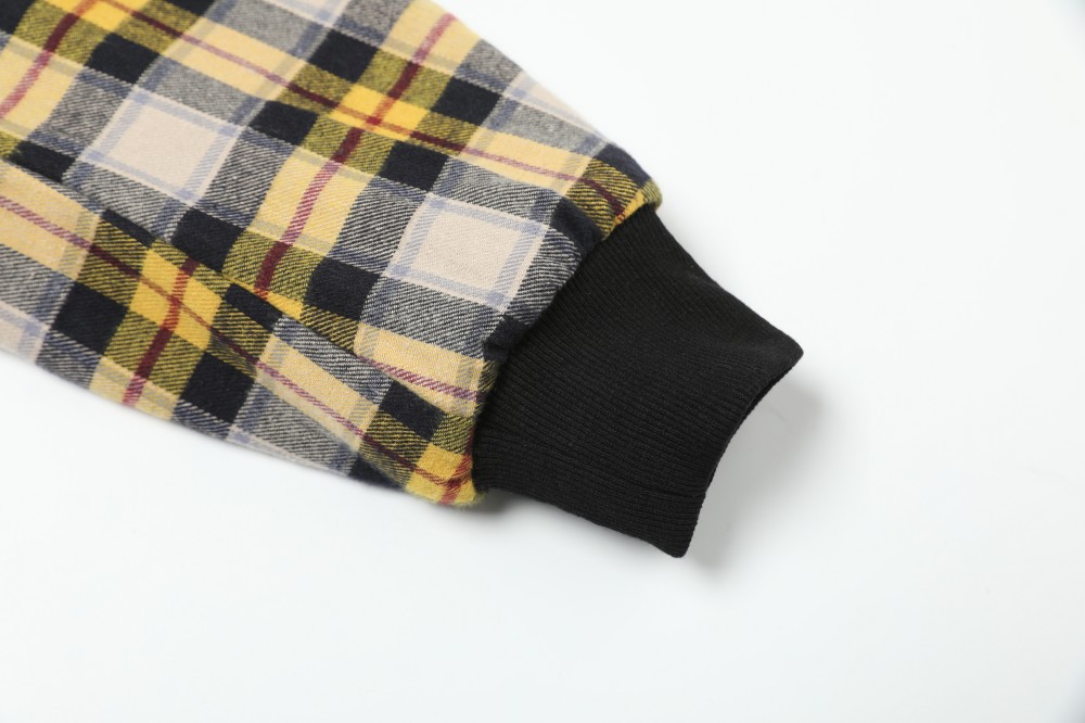 American Relaxed Mustard Checked Double-Sided Zipper Hoodie