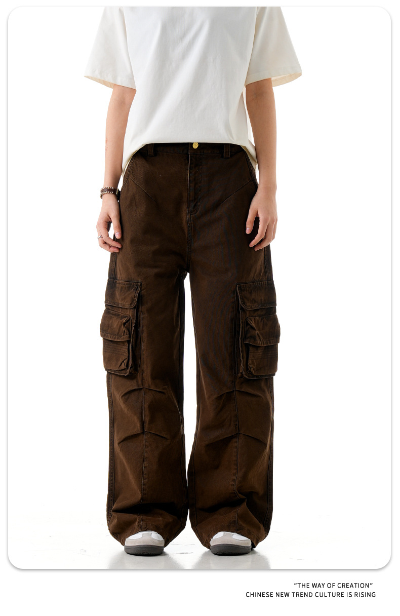 Multiple Pockets for Men and Women Slimming Straight Leg Casual Trousers