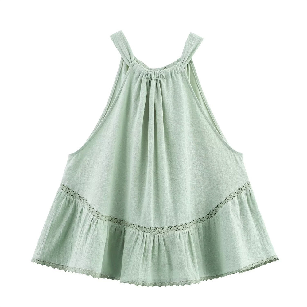 Ladies Embellished Crew Neck Polyester Ribbon-Tie Vest