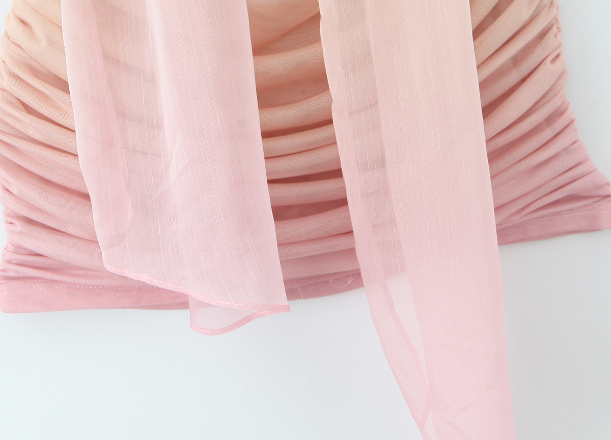 Gradient wrinkled waist cinching strapless dress