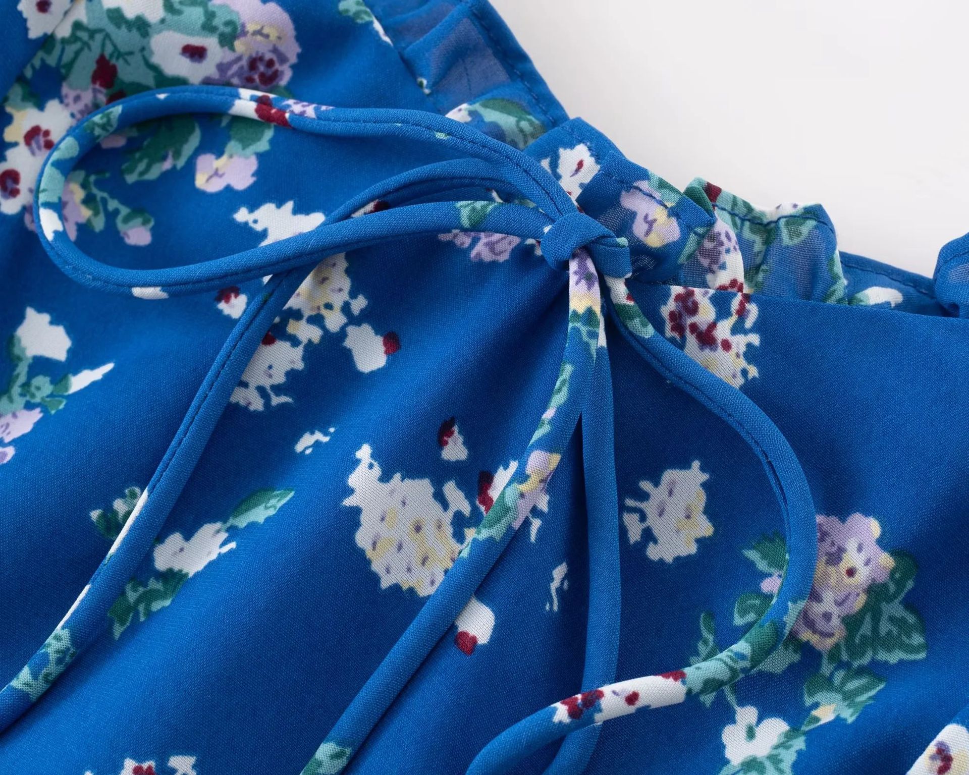 Flower Print Puff A-Line Empire Mini Dress