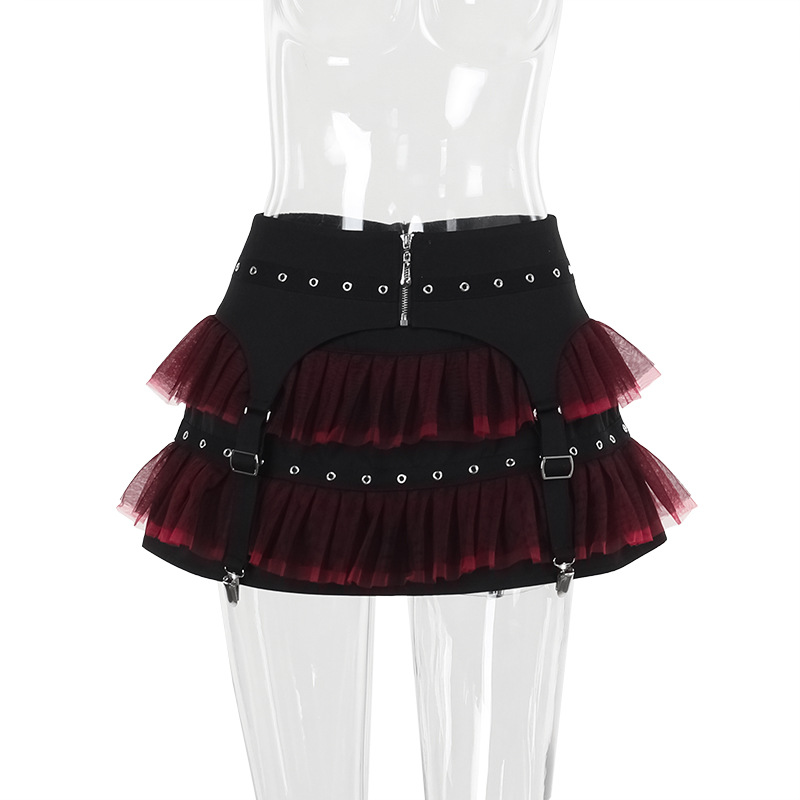 Ladies' Edgy Polyester Color Block Mini Skirt