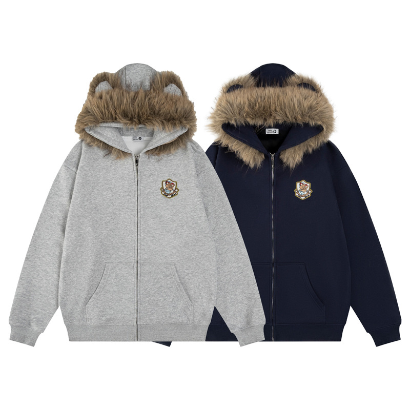 Oversized Streetwear Teddy Letter Print Cotton Hoodie