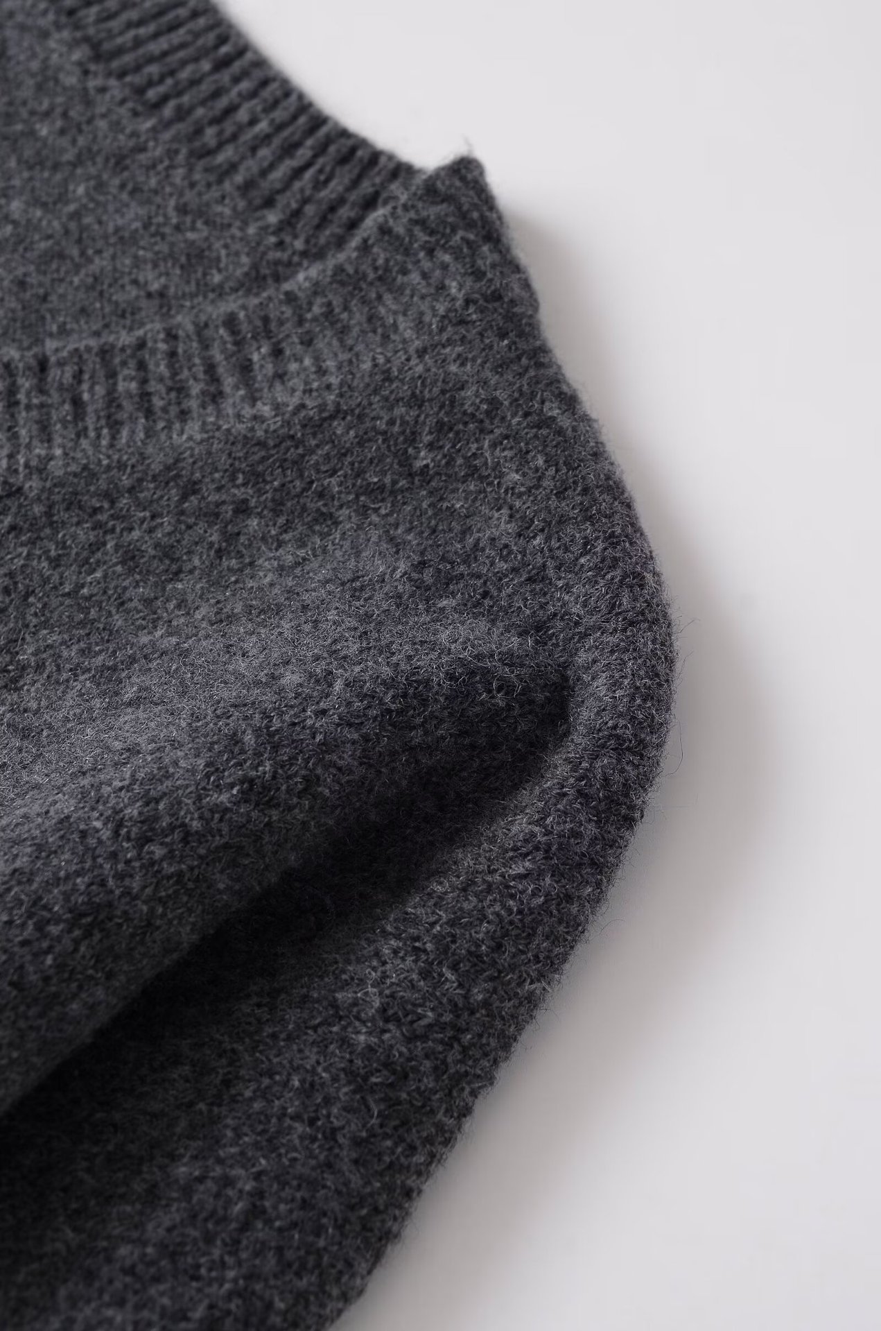 Plain Polyester Plunge Long Sleeve Sweater