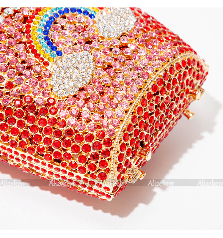 3D Chips Crystal Evening Clutch Bags Wedding Party Bridal Diamond Boutique Novelty Metal Purses And Handbags High Quality