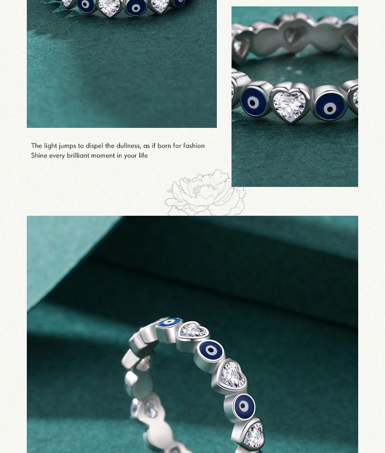S925 Sterling Silver Heart-Shaped Zirconia Ring Female Original Design Fashion Versatile Commuter Style Finger Ring