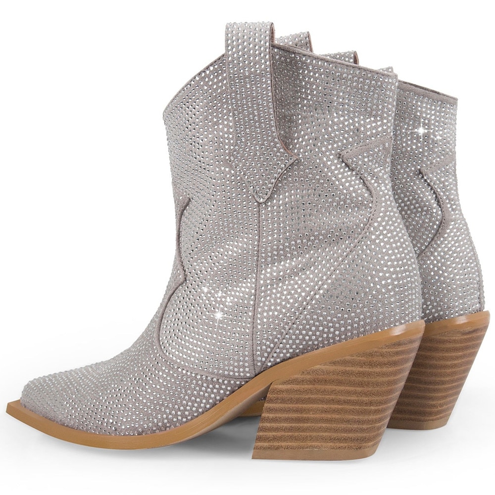 Processing time:7-15days after placing orders GCYFWJ Fashion Rhinestone Women Ankle Boots For Woman Pointed Toe Western Cowboy Botas De Mujer Square Heel Party Shoes Botines
