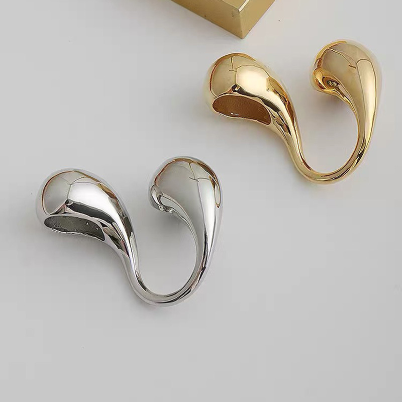 Chunky Metal Double Water Drop Brass Open Rings for Women Men European American Unique Punk Hip-hop Jewelry Accessories