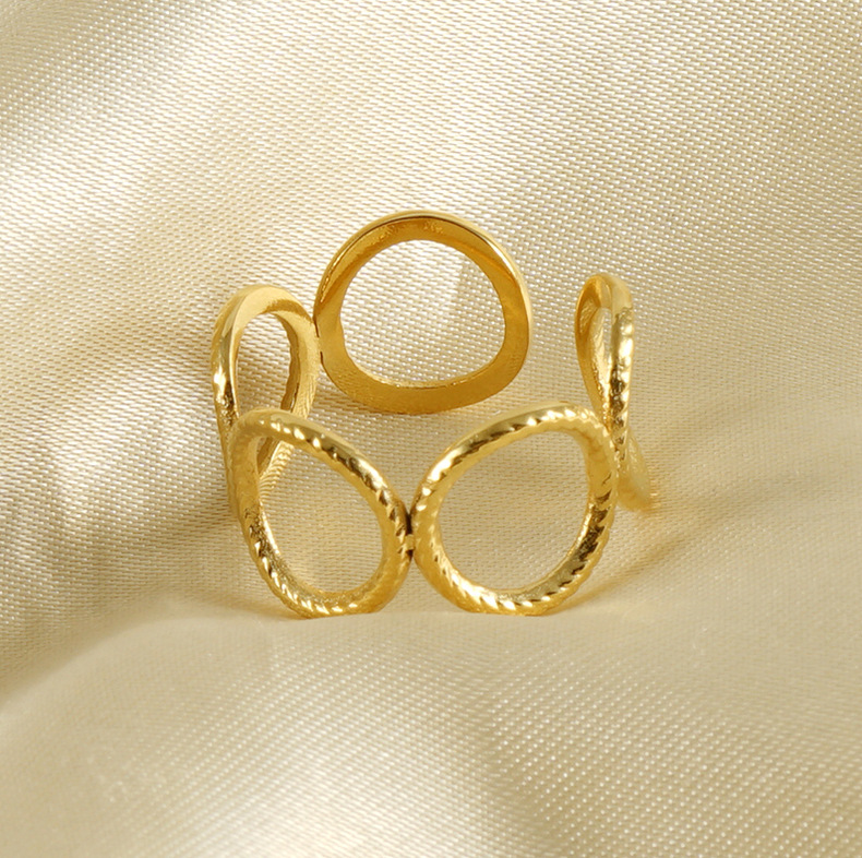Stainless Steel Rings For Women Men Gold Color Hollow Wide Ring Female Male Party Finger Jewelry Gift Trend Free Shipping