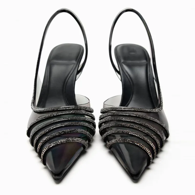 Women High Heels Slingback Stiletto Luxury Brand Pointed Wedding Bride Shoes Ladies Pumps Elegant