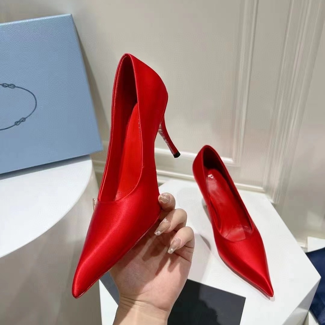 Luxury Brand Women Super High Heel Shoes Elegant Pointy Toe Ladies Satin Basic Shoes Summer Party Banquet Dress Shoes Women