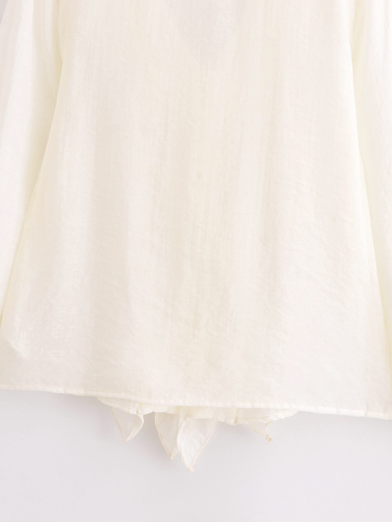 Modern Frill Trim Plunging Neckline Long Sleeve Shirt