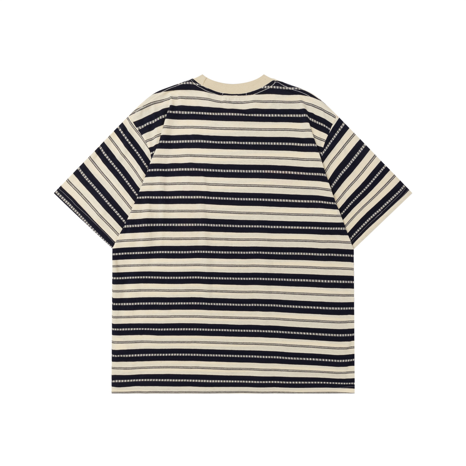 Cartoon embroidered striped short sleeved T-shirt