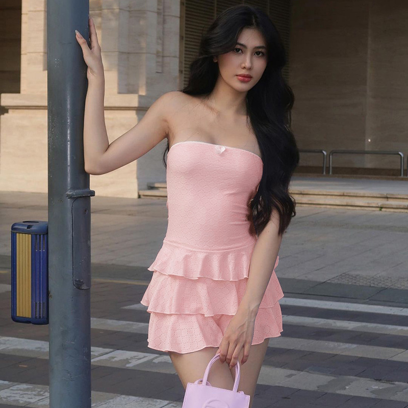 Ladies One-Shoulder Tiered Short Skirt
