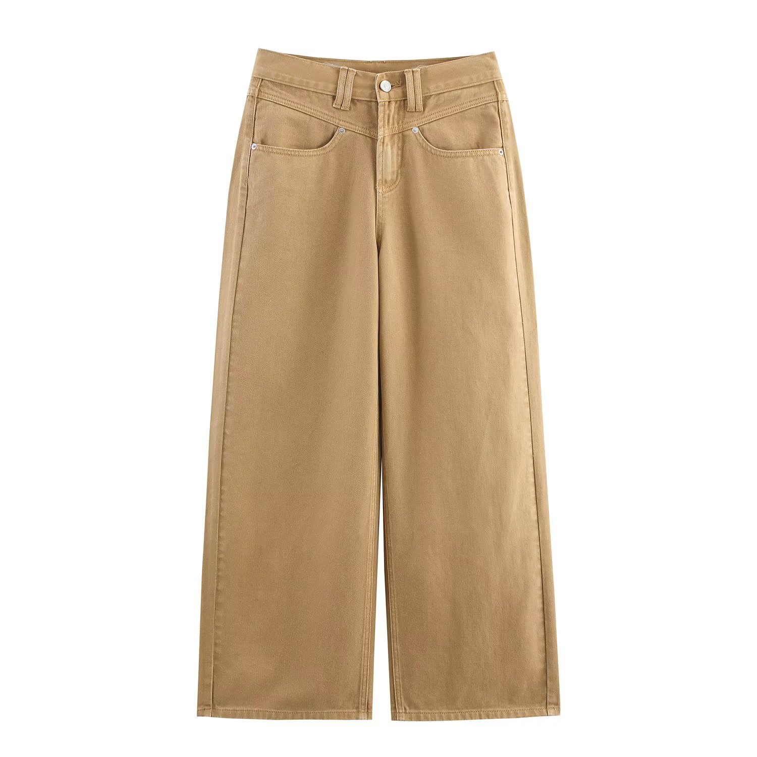 Versatile casual low waist straight leg solid color jeans for women