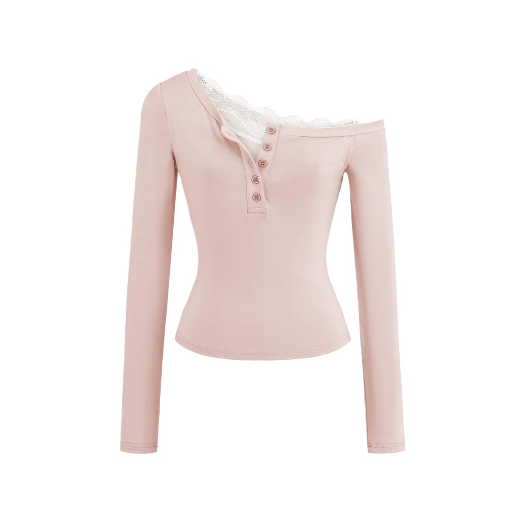 Ladies Plain Fitted Wrist-Length Angled Neck Tee