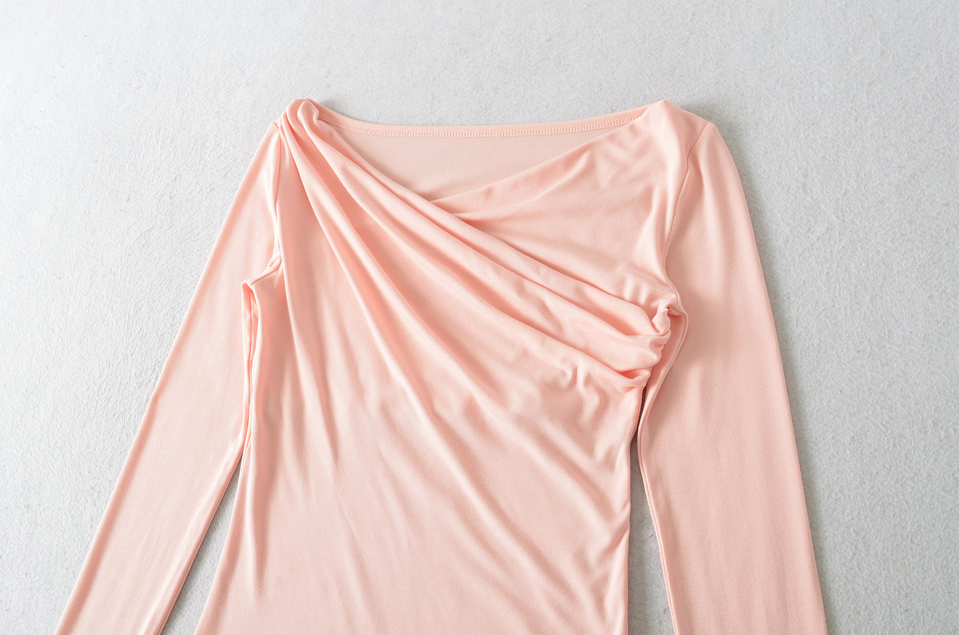 Asymmetric Neck Shirred Full Sleeve T-Shirt