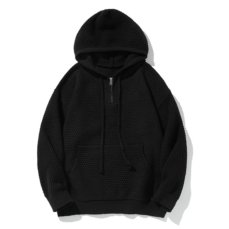 Loose Fit Tropical Print Polyester Quarter-Zip Hoodie