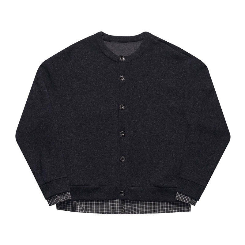 Varsity Checkered Oversized Mock Layer Cardigan