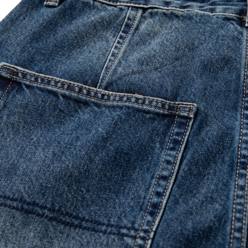 Cat-Scratch Structured Cut Casual Versatile Washed Denim Pants Men