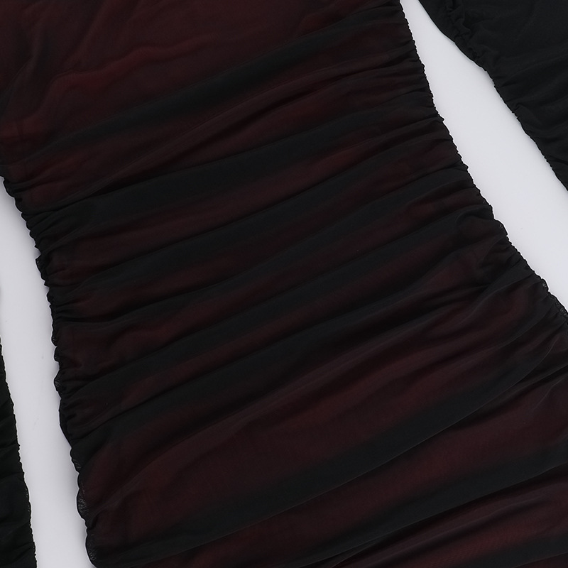 Form-Fitting Full-Sleeve Ruched Hip Dress