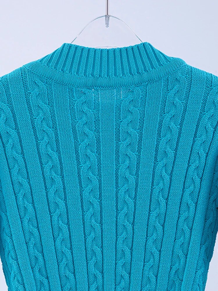 Ladies Geometric Print Crew Sweater