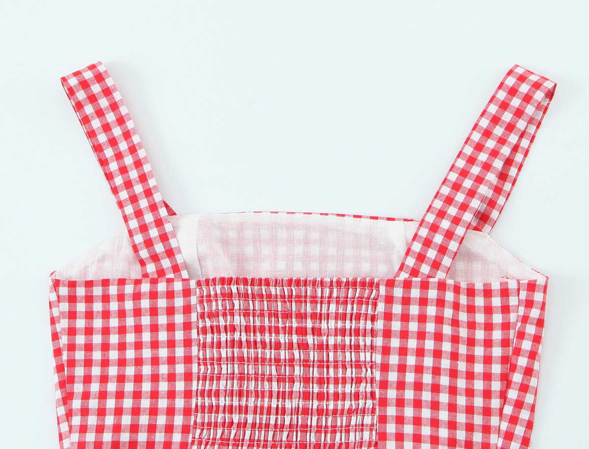 Square Neck Plaid Sexy Crop Top