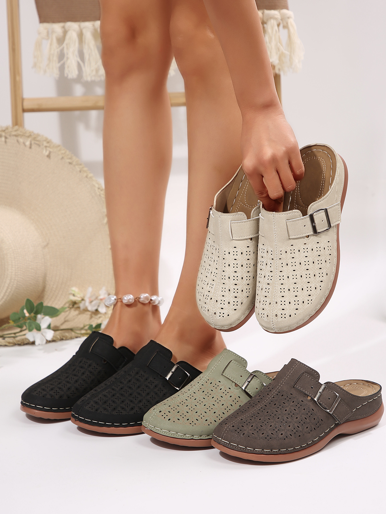 Spring and summer leisure half dragging lazy shoes