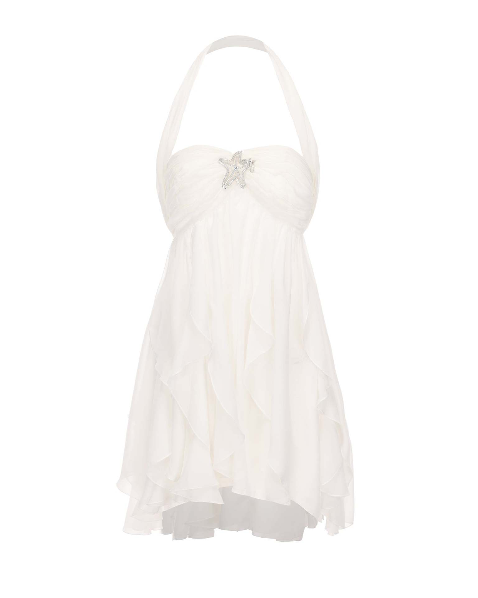 Chiffon Printed French Halter Noble Fairy Dress Holiday Wind Sexy Backless Short Skirt