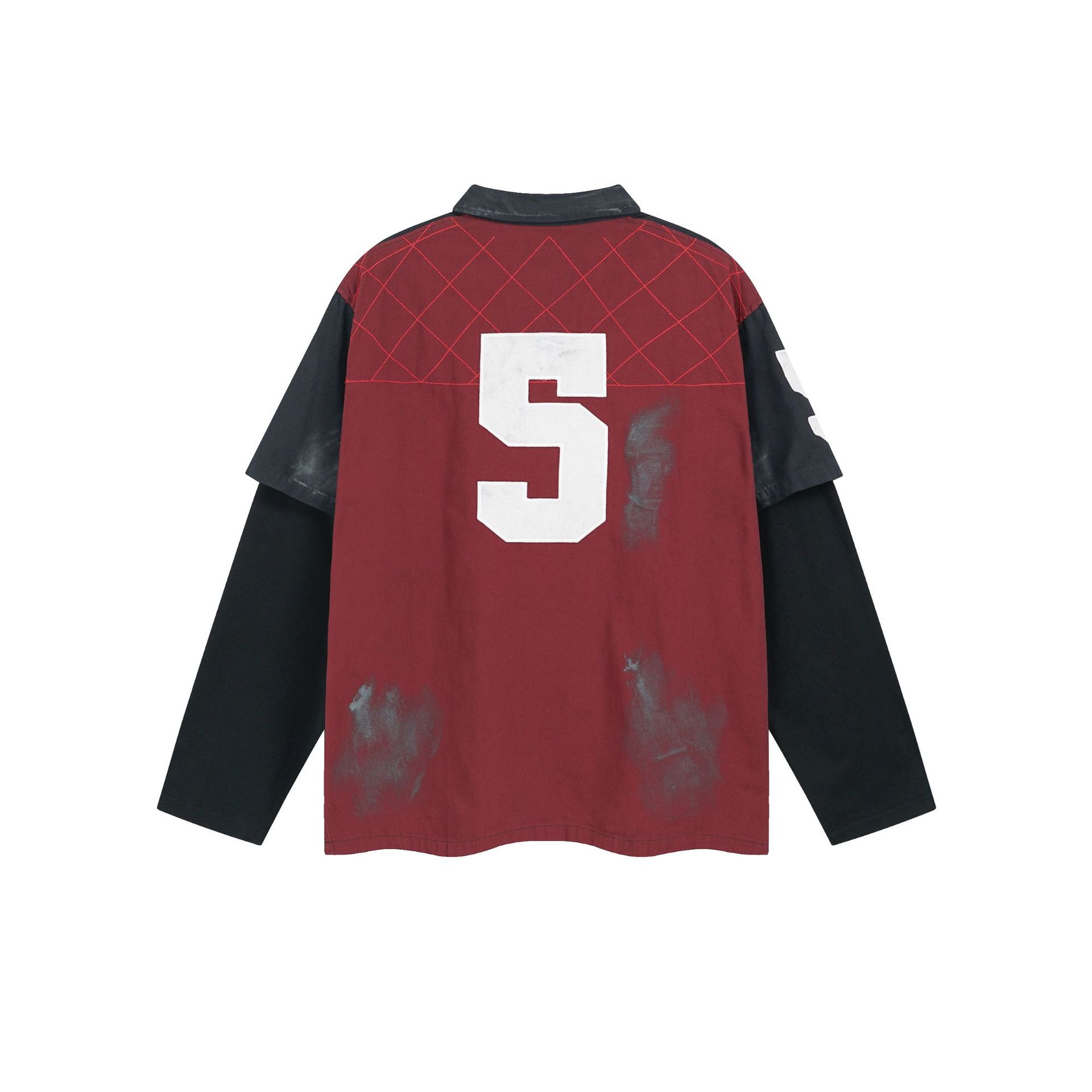 Heavyweight Cotton Long Sleeve Faux-Layered Button-Up Letter Hoodie