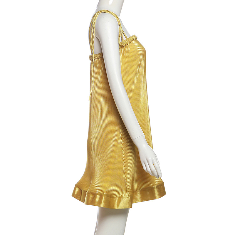 Ladies' Plain Shiny Bandeau Mini Dress