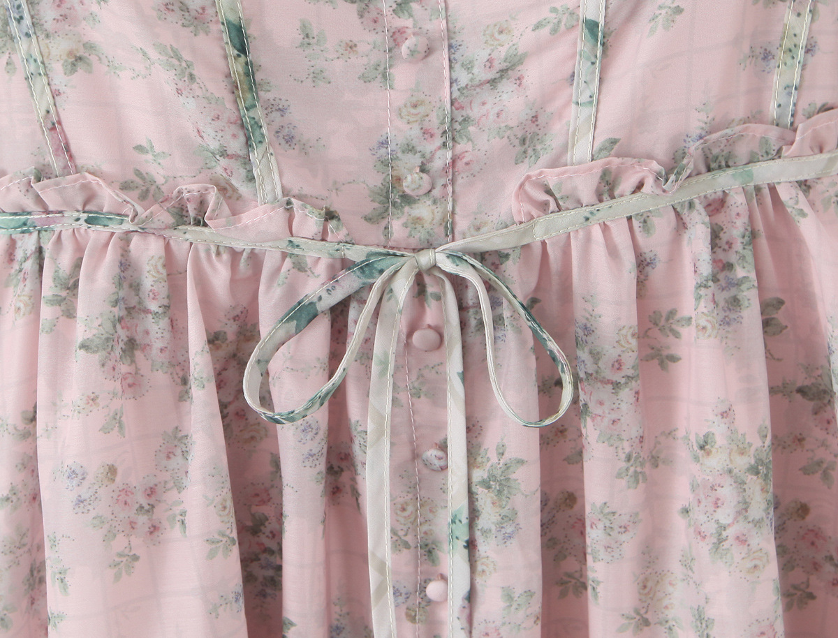 Square Neck Botanical Print Short Puff Resort Dress