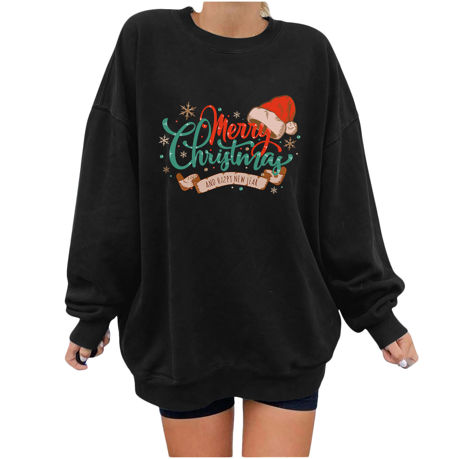 Ladies Japanese Style Oversized Long Sleeve Graphic Sweatshirt