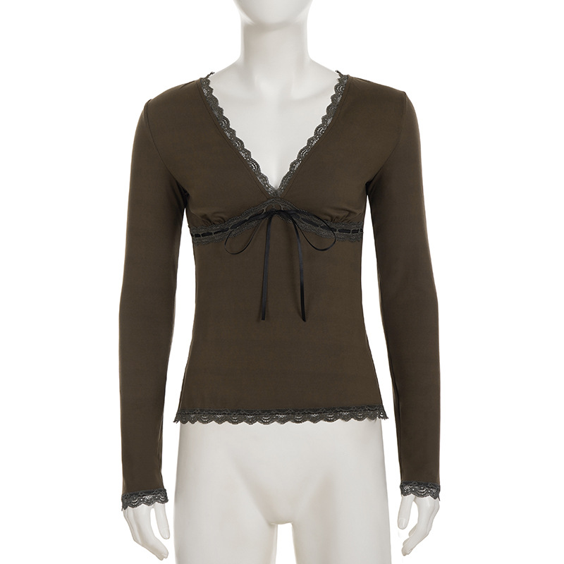 Brushed Milk Silk Cinched Plunging Top