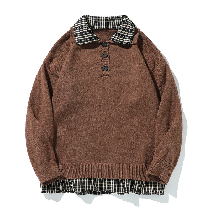 Men's Two-Tone Button-Neck Sweater