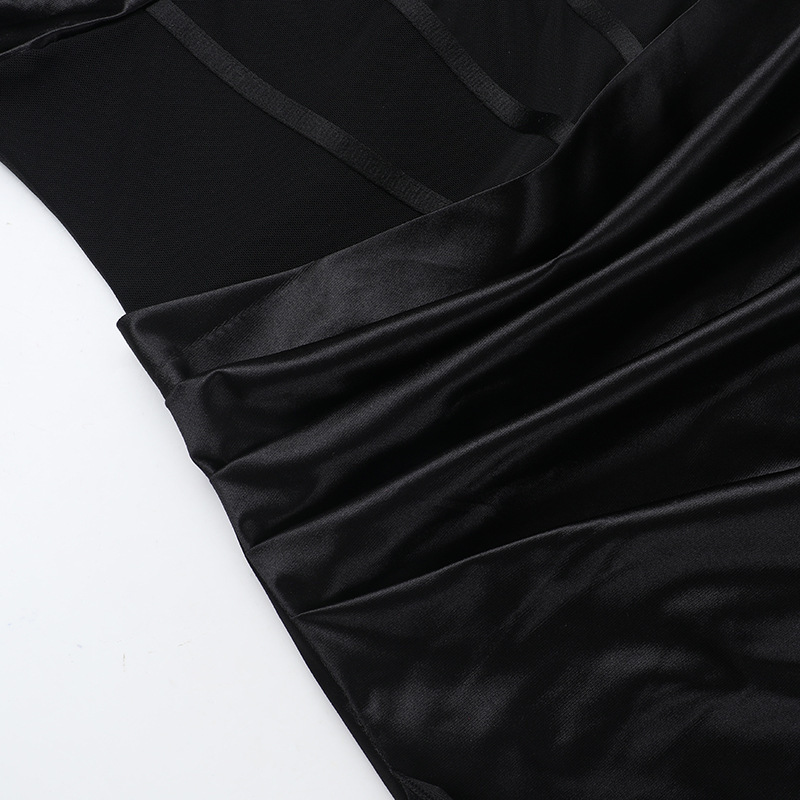 Illusion Split Shoulder Bodycon Utility Dress