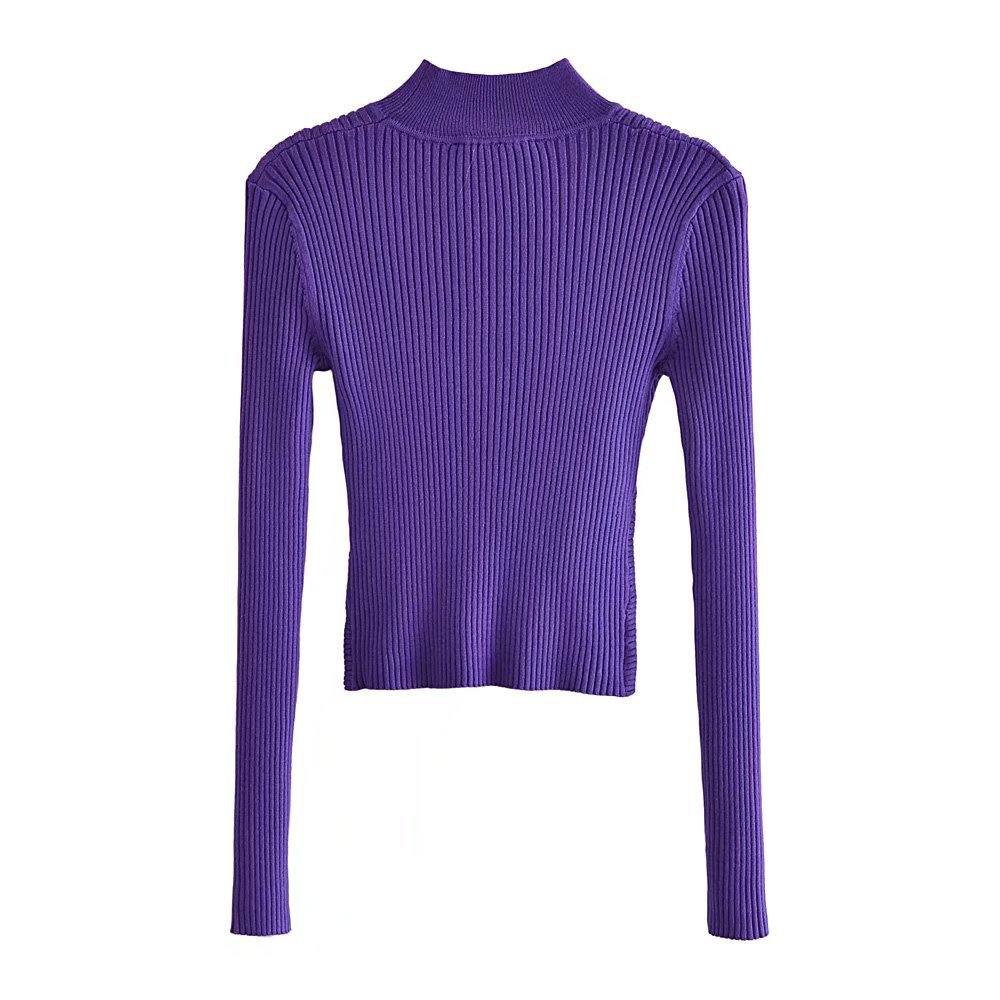 Autumn And Winter New Cross-Hollow Stretch Slim Ladies Cross-Knit Sweater Casual Wear