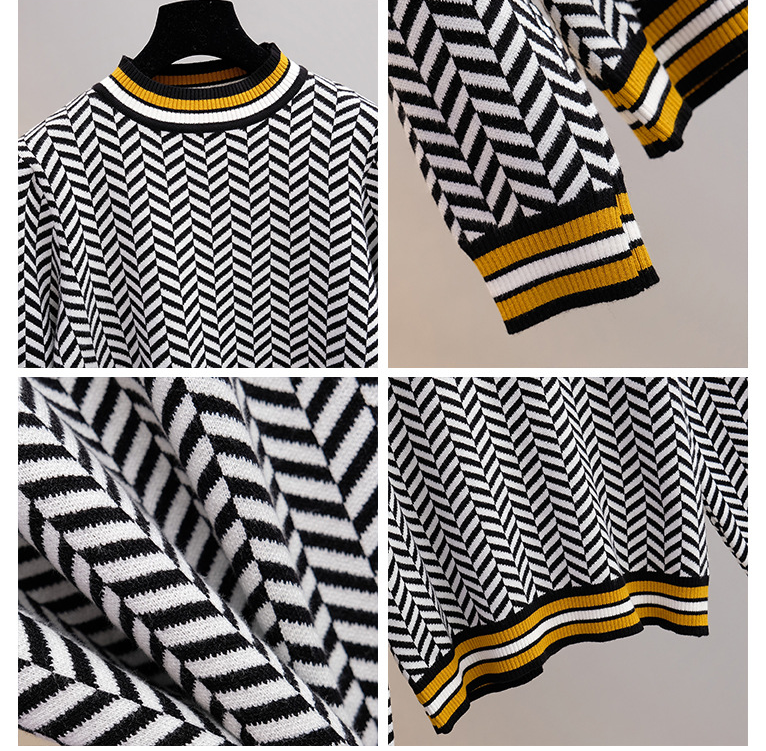 Ladies Chunky Long Sleeve Hedging Sweater