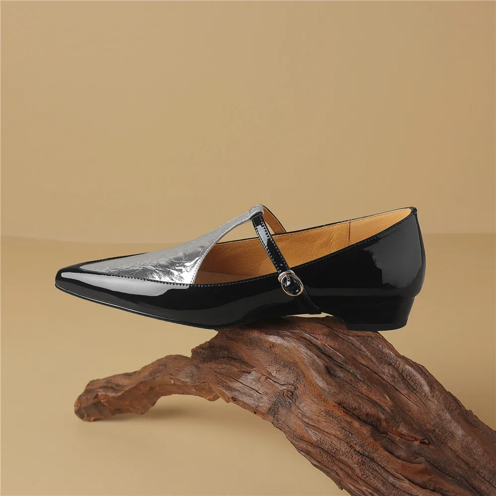 Ladies Urban Tapered Two-Tone Belted Ballerina