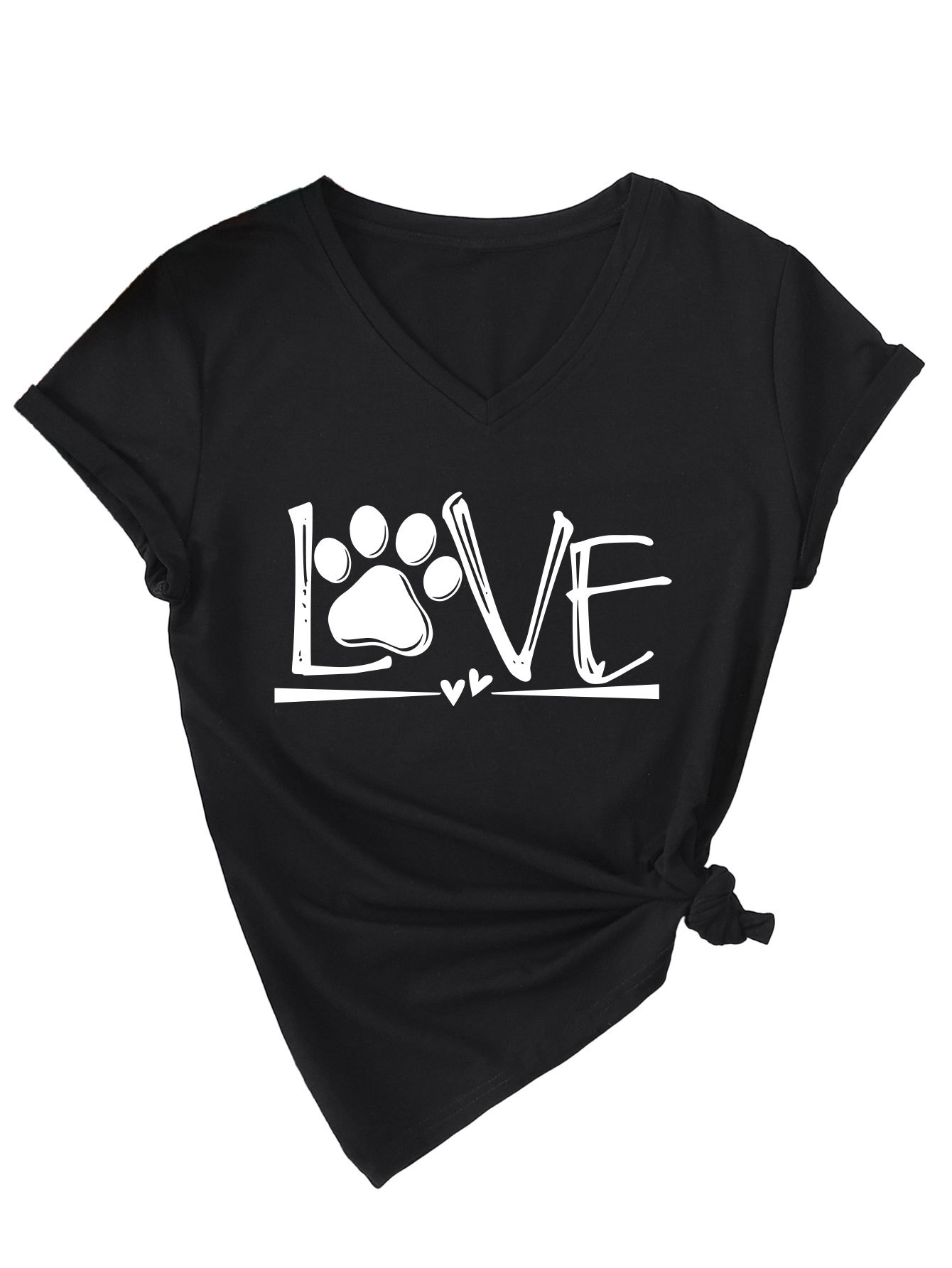 Geometric Print Round Collar Ladies T-Shirt