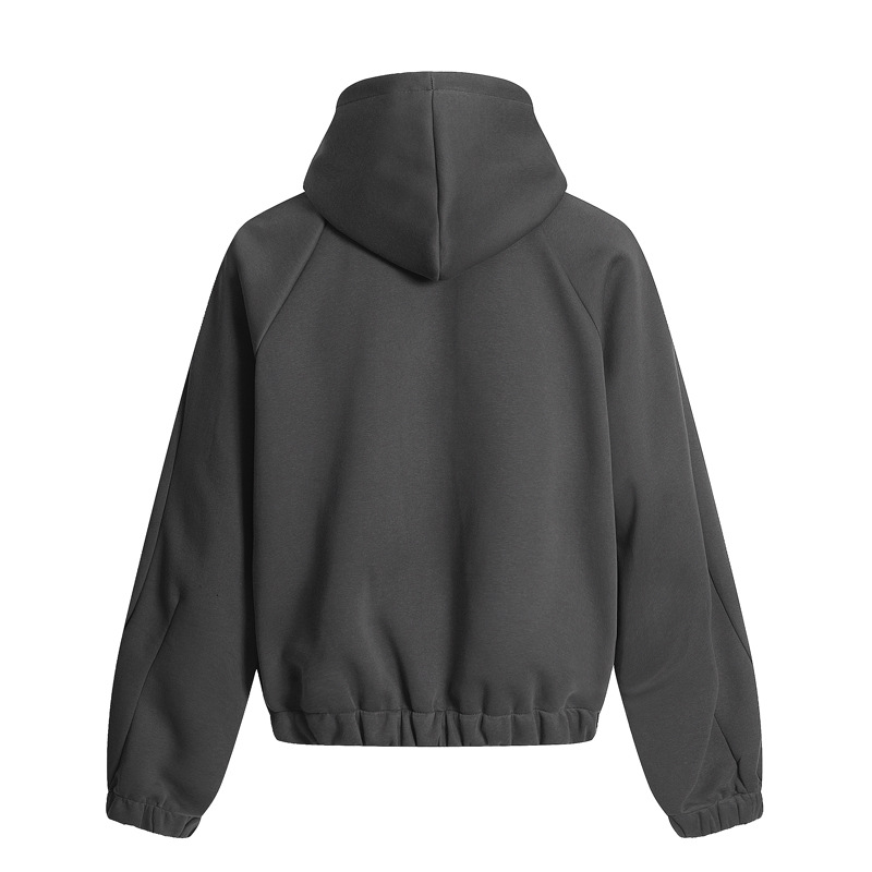 Vintage Plain Hood Pullover Oversized Open Front