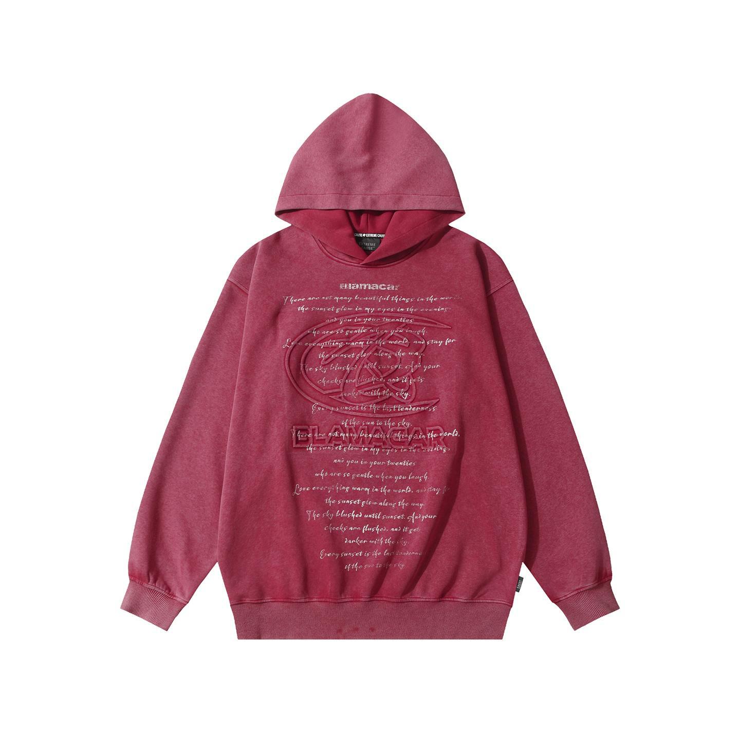 Long Sleeve Cotton Polyester Vintage Script Hoodie