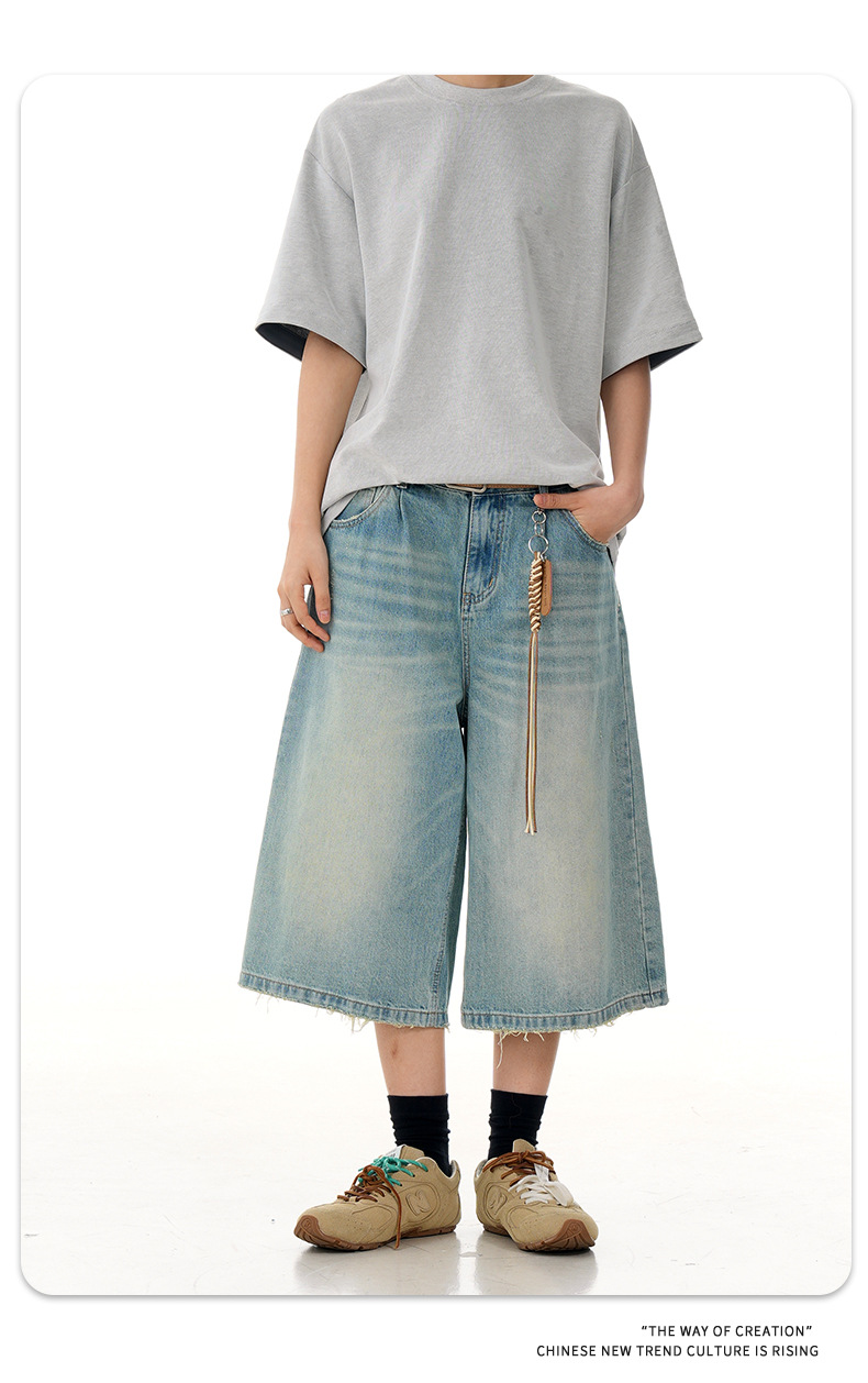 Denim Pants for Men and Women Water-Washed Three-Dimensional Cutting