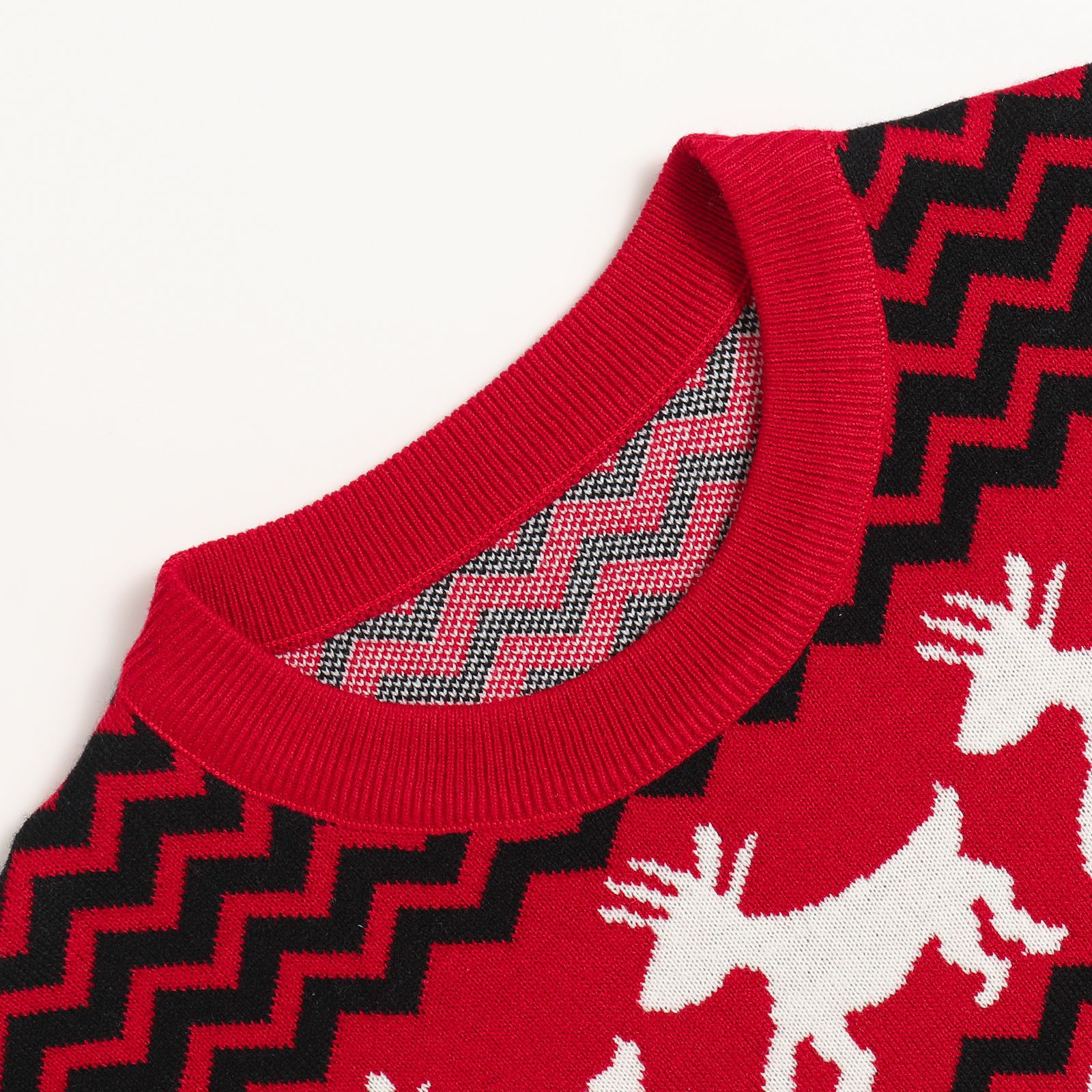 Holiday Patterned Long Sleeve Crew Sweater
