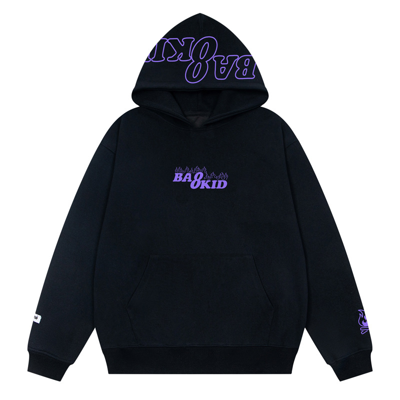 Oversized Cotton Long Sleeve Typography Hoodie