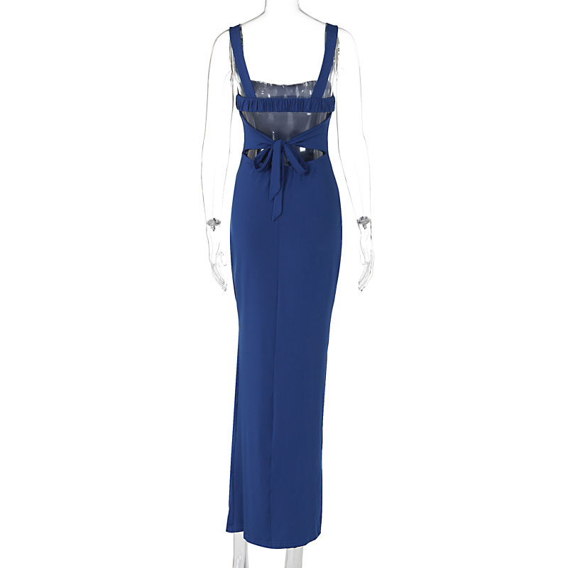 One Shoulder Side Split Open Back Bodycon Dress
