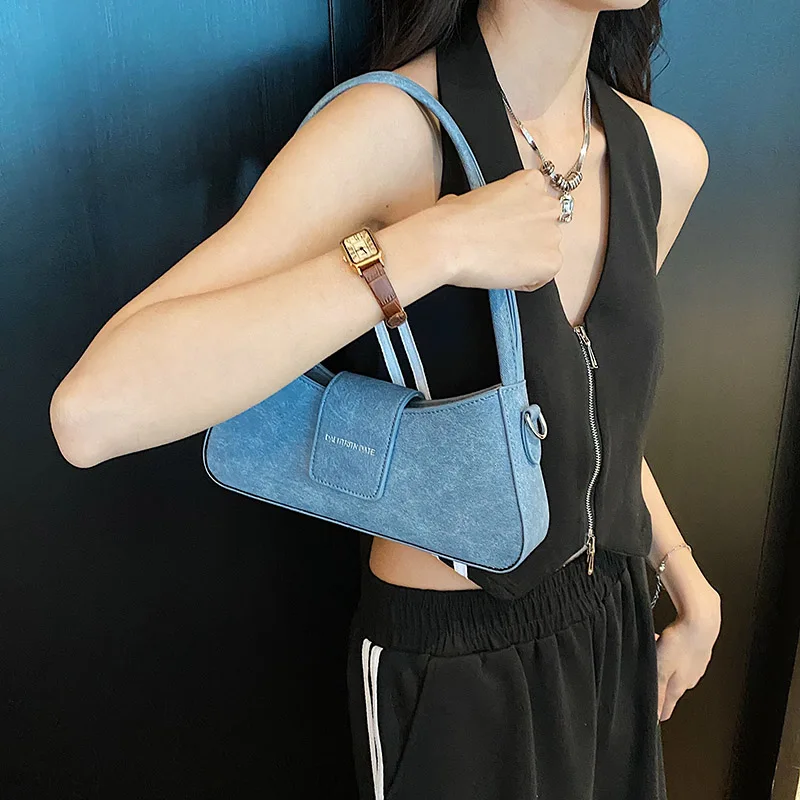 Small PU Leather Underarm Shoulder Bags for Women Designer Fashion Handbags Trend Ladies Solid Color Crossbody Bag