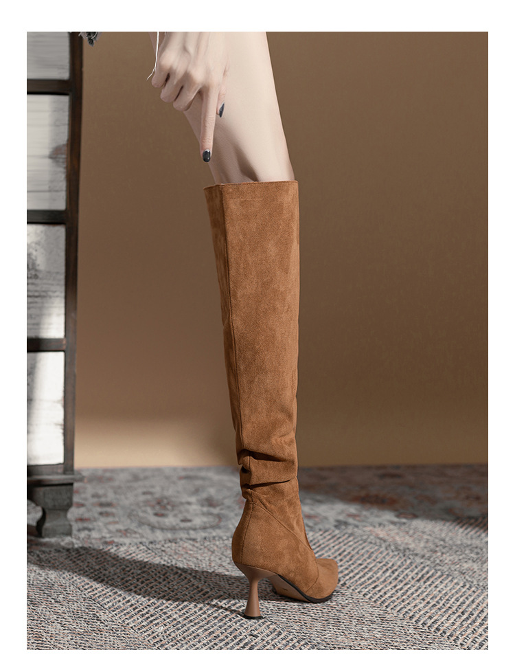 Sexy Women's Knee High Boots Fashion High Heels Pointed toe Black Brown Autumn Winter Warm